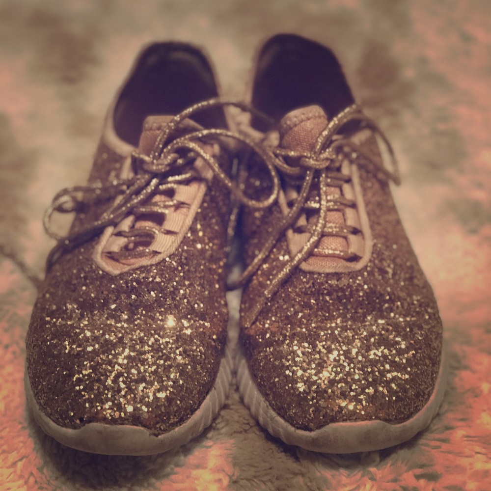 Rose gold glitter sneakers